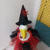 Witch Porch Goose Outfits Outdoor Halloween Goose Clothes with Witch Hat Tutu Skirt Bowtie for 23" High Cement Goose Statue Lawn Garden Decor