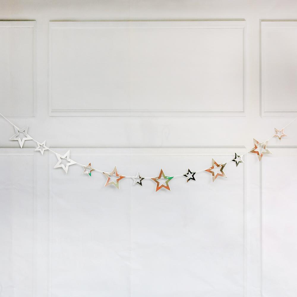 Hollow Five-pointed Star Paper Garland For Birthday Christmas Party Decorations