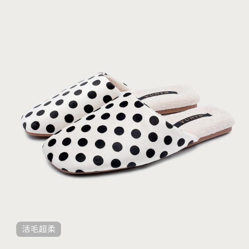 

Модные ретро шлепанцы в горошек женские зимние уютные теплые пушистые домашние хлопковые тапочки высокое качество искусственная замша zapatos de mujer 36-37 бежевый