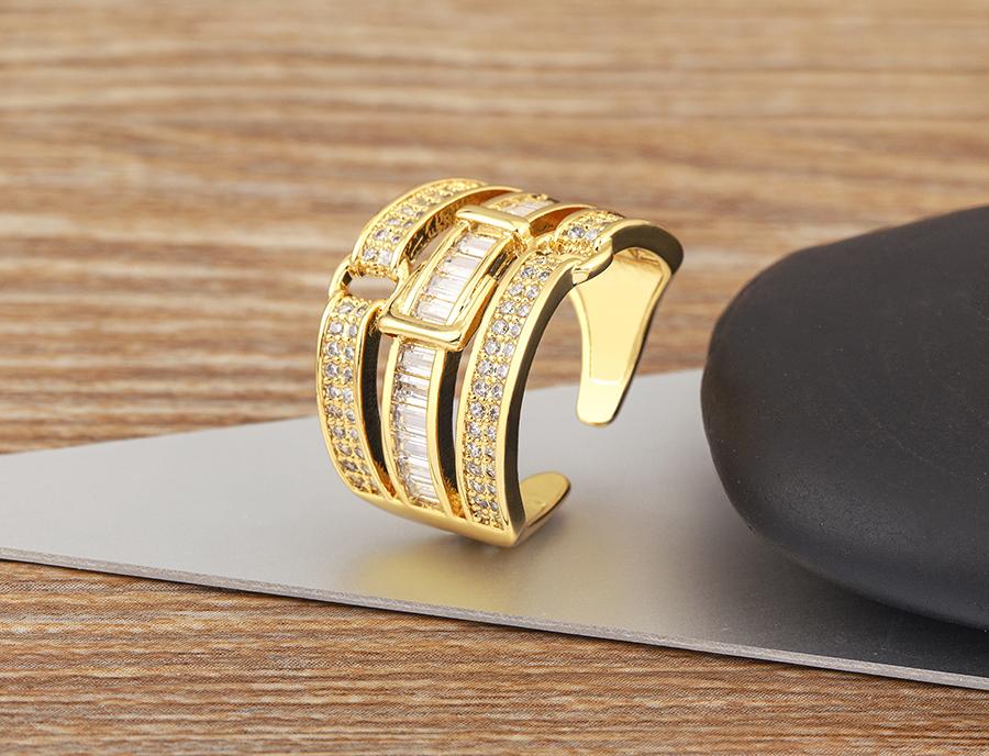 Nidin New Arrival Punk Bandage Shape Shiny Crystal Zircon Multilayer Open Rings 2 Colors For Women Girl Daily Party Jewelry Gift