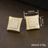 Huitan Fashion Women Stud Earrings Gold Color Inlaid Bright Cubic Zirconia Charming Party Daily Accessories Versatile Jewelry