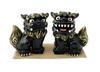 Okinawa Souvenir, Rakuten, Mini Shisa Figurer, Par, Shisa och Lejonfigurer, Inredning, Lycka till, Feng Shui, Svart, med Klistermärken