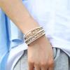 Square Leather Bracelet for Women Boho Tube Multilayer Wrap Wide Bangle Party Jewelry Accessory