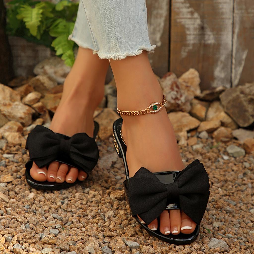 Women Flats Slippers Luxury Outdoor Shoes Women 2025 New Fashion Bow Tie Sandals Casual Beach Slippers Lightweight Slides Women