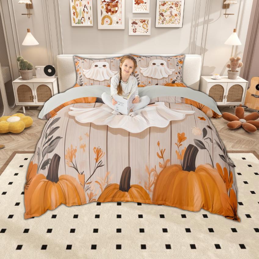 

Comforter Homewish Cute Spooky Animal For Kids Boys Girls Pumpkin Ghost Bedding Set Happy Halloween Set Comforter (quilt)-EU Single(135*200cm)3pcs