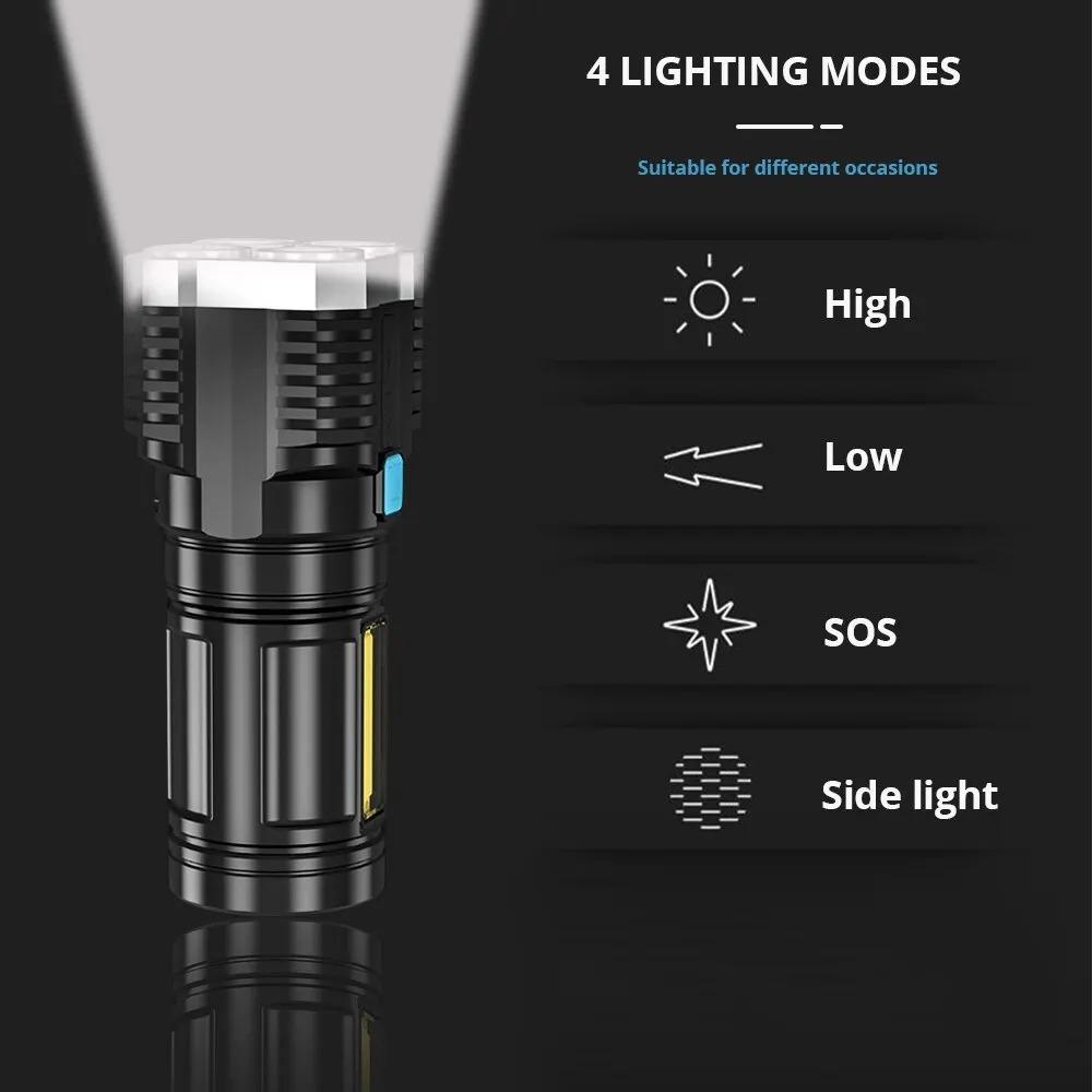 Mini přenosná svítilna nového stylu 6LED s vestavěnou baterií 18650 USB dobíjecí COB LED svítilna pro kempingová světla