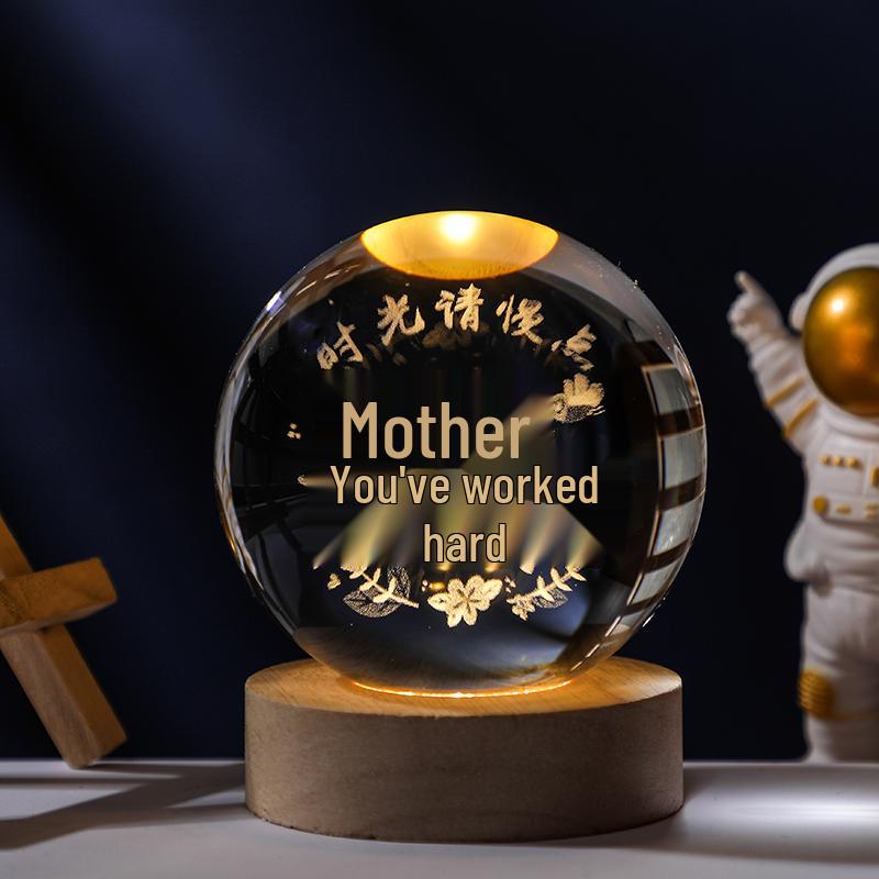 Crystal Ball Starry Night Light: Luminous Glass Solar System Ornament - Perfect Birthday Gift for Women