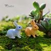 2Pcs Rabbit Ornament Miniature Figurine Fairy Garden Terrarium Landscape Decor