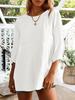 Damska Oversize'owa Bluzka Babydoll z Rękawem 3/4 Zwiewna Peplum Luźna Tunika Top