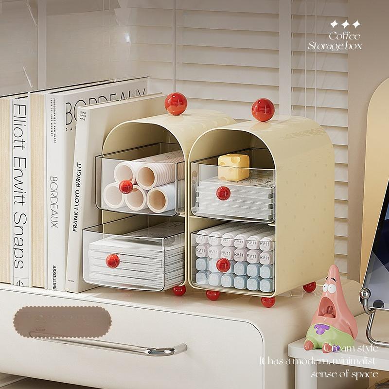 Desktop storage box multi-layer transparent drawer tea bag sorting box cosmetics storage cleaning storage box large capacity