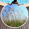 Wild Plant Fluttering Reed Round Beach Towel with Tassels,Polyester Beach Blanket,Soft Absorbent Quick Dry Pool Towel Picnic Mat
