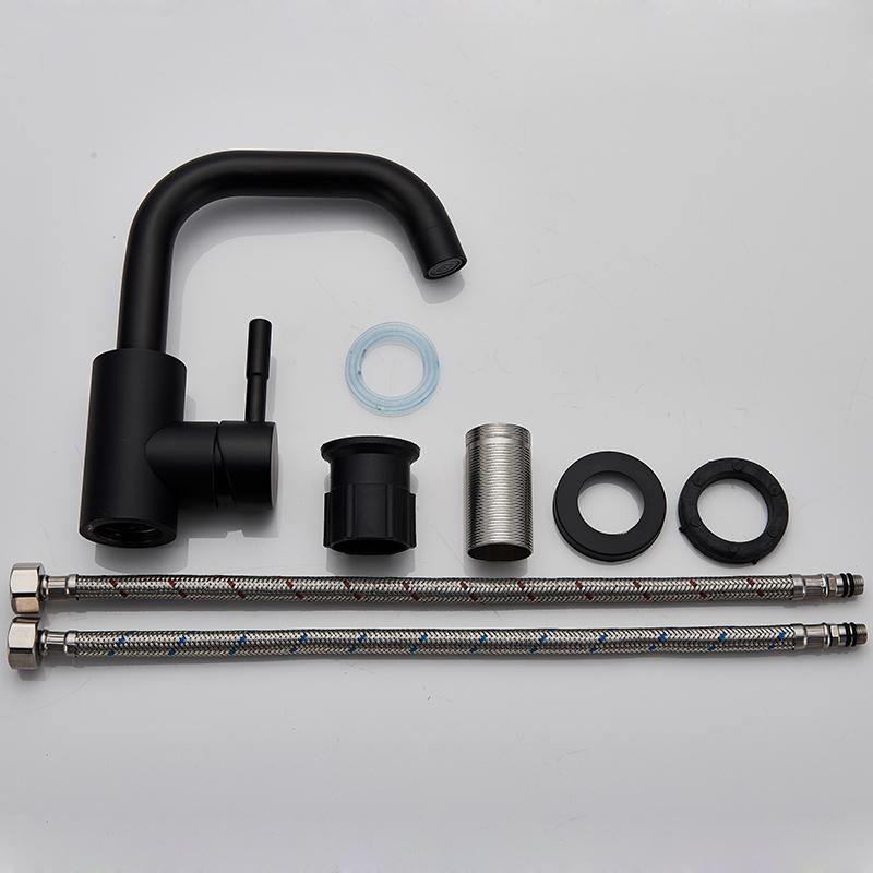 ALENARTWATER Badezimmer Waschbecken Waschtisch Armatur Mattschwarz Deckmontiert Becken Kran Kalt Warmwasser Mischbatterie 360 Grad Drehung