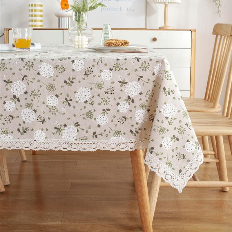 White Dandelion Lace Tablecloth Cotton Blend Decorative Dustproof Table Cover Home Dining Coffee