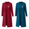 Abito da donna, abito primavera autunno elegante tinta unita, donna di mezza età, cardigan lungo aperto sul davanti, kit abito senza maniche con scollo a O