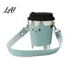 Portable Cup Accessory for Kids Cute Sleeve with Leather Cat PU Lanyard Insulated Reusable Coffee Cover Holder Protective Travel And Outdoor