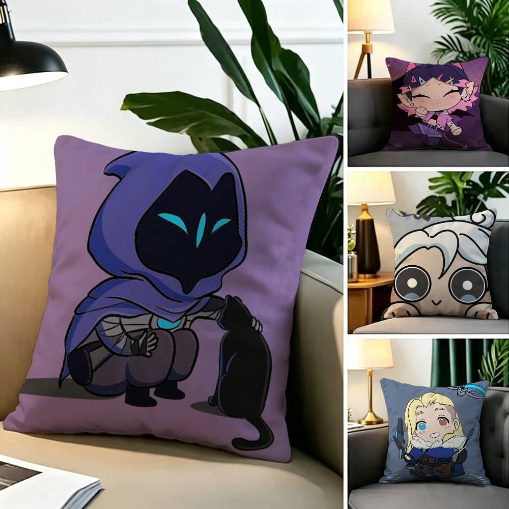 cartoon V-Valorant Pillow Case Square Double-Sided Sofa Cushion Cover Bedroom Bedside Pillow
