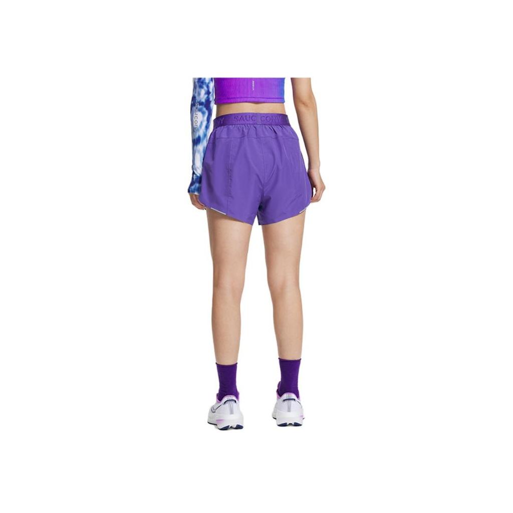 Saucony Letter Jacquard Running Training Elastic Sports Shorts Women shorts Ocean-Purple SC1230231A-PP05