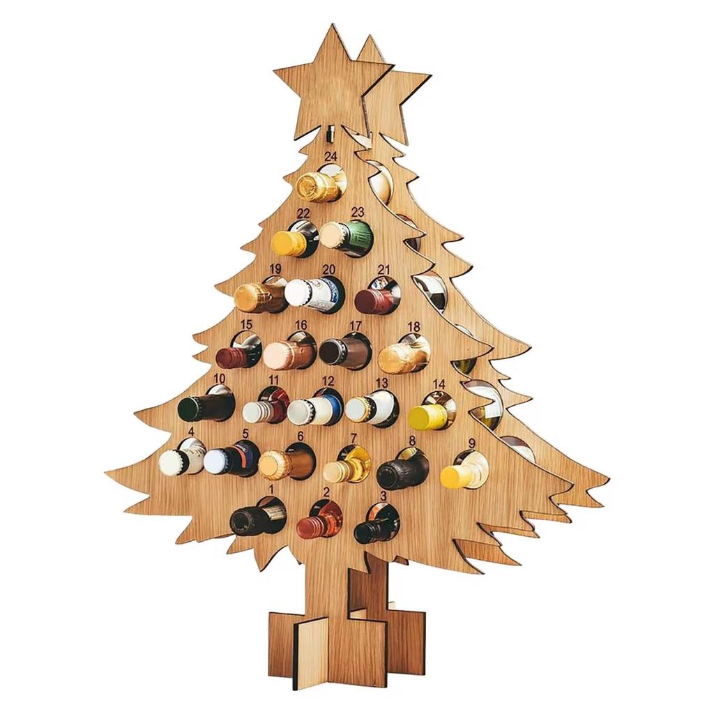Christmas Advent Calendar Wine Holder For 2025 Countdown Calendar Wine Rack Xmas Wooden Wine Bottle Stand Decoration For Home