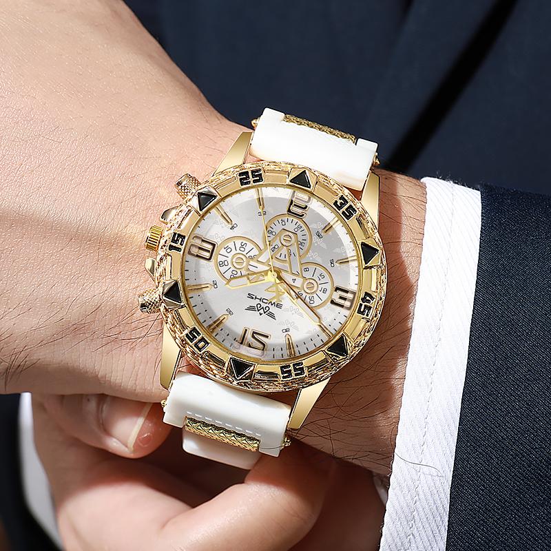 Mode Herrenuhr Silikonarmband Großes Zifferblatt Herren Quarzuhren Sportuhr