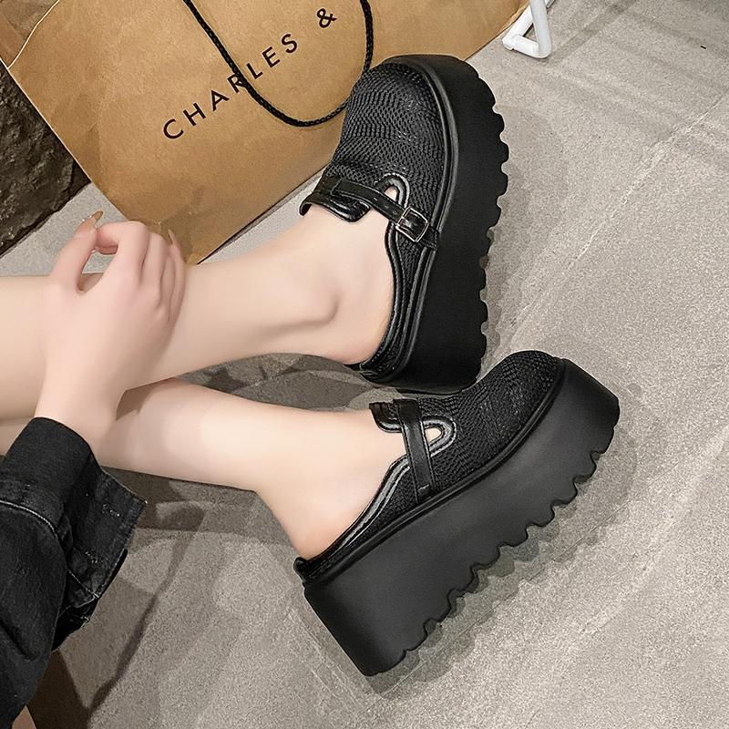 Fashion New 2025 Mesh Slippers Slip On 9CM Platform Wedge Sandals Women Summer Breathable High Heels Chunky Sneakers Woman