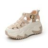 thick-soled Roman leather sandals summer new national style thick-soled inner height increase small casual pig cage shoes