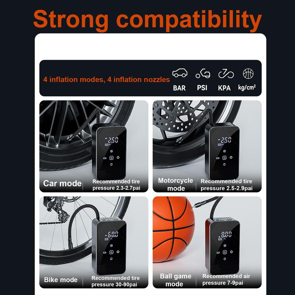 Wireless Air Pump Touch Screen Electric Air Pump Electric Tire Inflator Rechargeable Automotive Accessories For Cycling