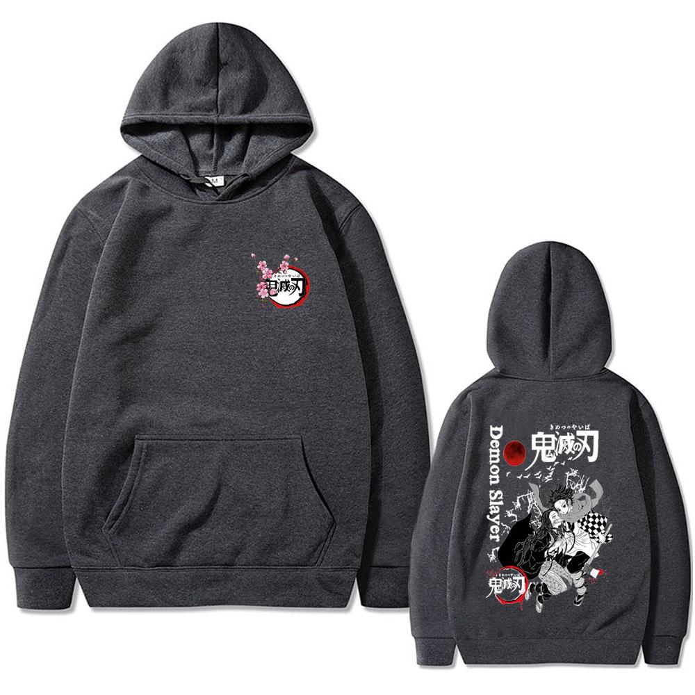 Anime Demon Slayer Cherry Blossom Graphic Hoodie Kamado Nezuko Kamado Tanjirou Pullover Men Women Casual Fleece Hoodies