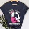 Breast Cancer Warrior Shirt, Cancer Support T-Shirt, Breast Cancer Ribbon Graphic Tees, Awareness Month Clothing, Women Vneck Shirt