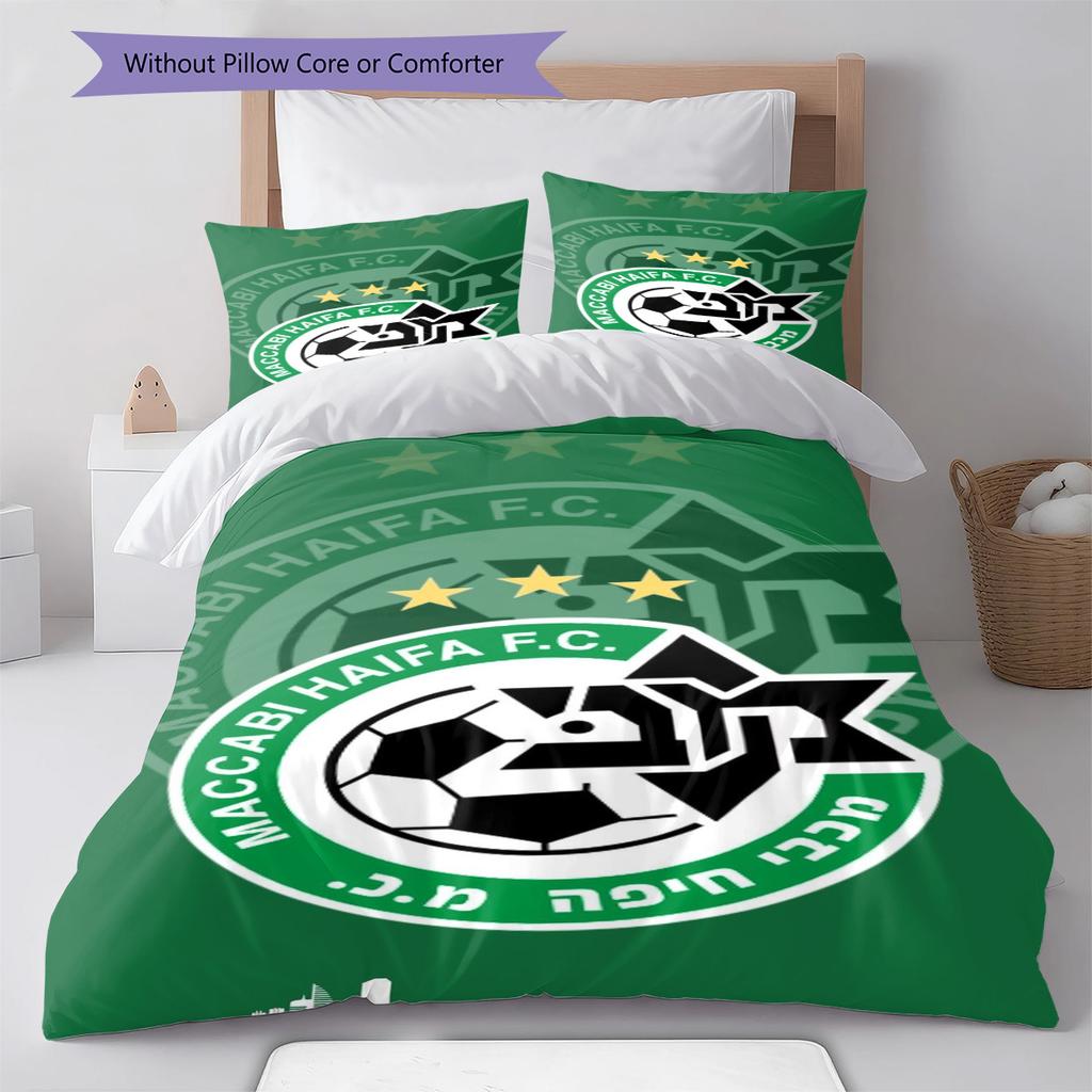 Haifa FC Pattern Bedding Set Quilt Cover Pillowcase Home Decor Gift (1 * duvet cover + 2 * pillowcase, without core)