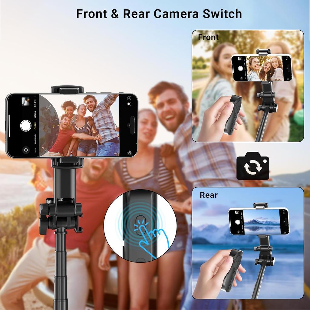 Wireless Camera Remote Control with Zoom for iPhone & Android, Versatile Shutter with Front/Rear Camera Switch for Photo & Video, Smartphone Remote