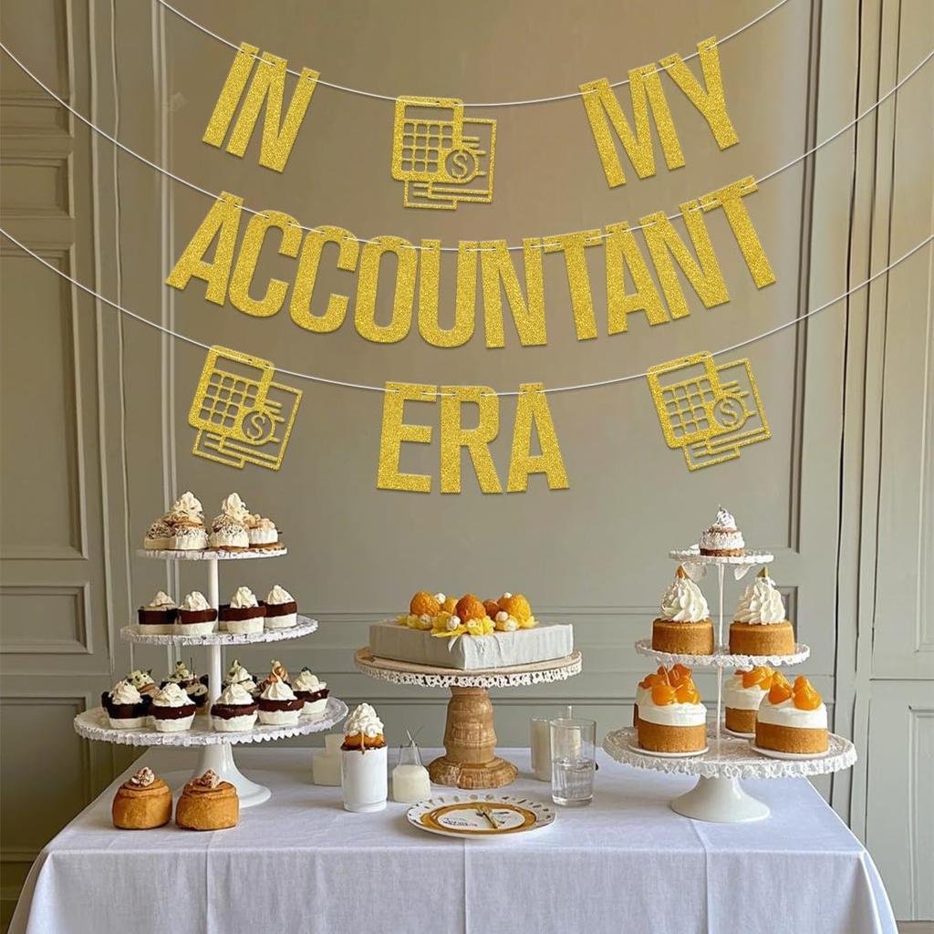 In My Accountant Era Banner,2025 International Accounting Day Party Decoration,Class of 2025 Congrat Accounting Graduation Party Supplies Gold