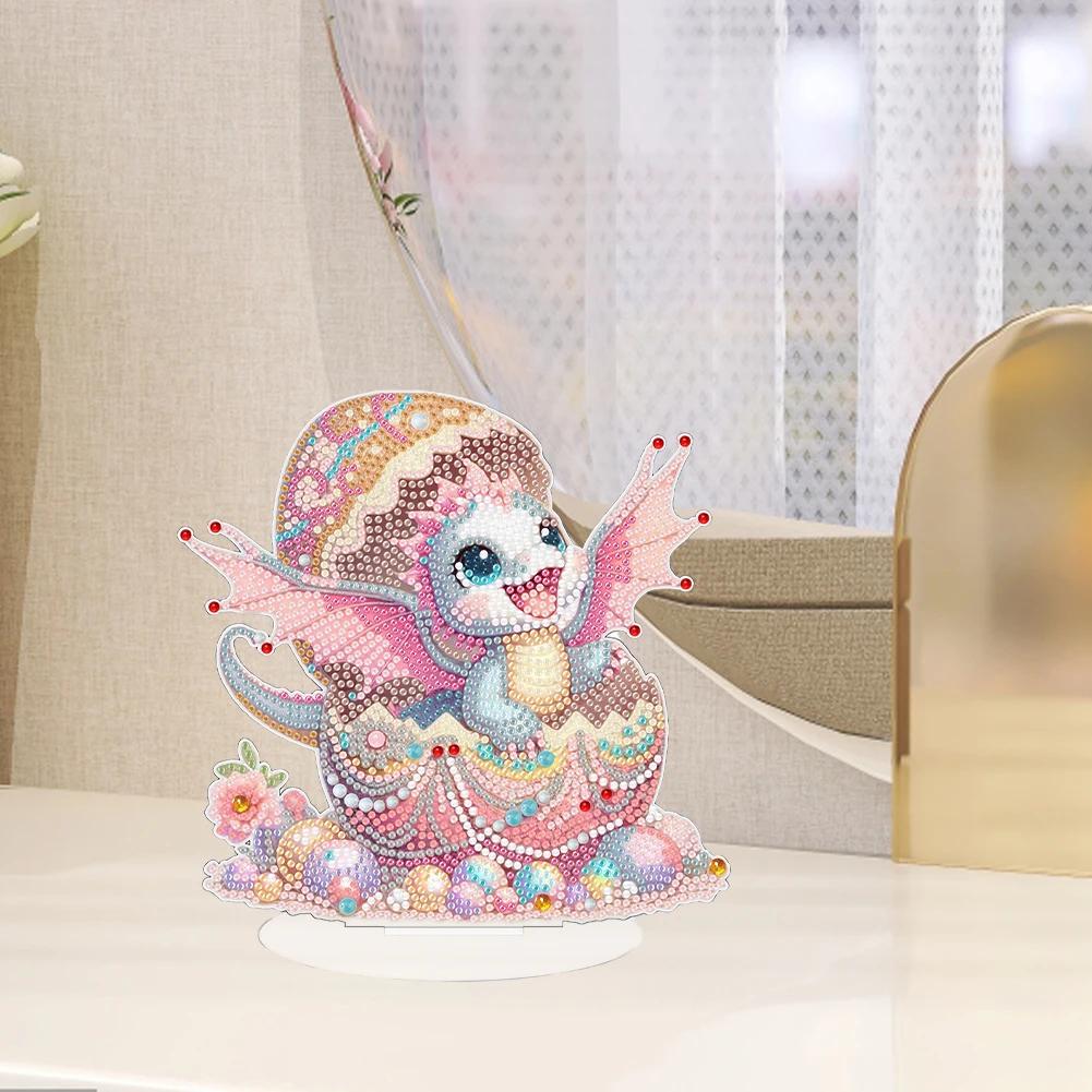 Single-Side Table Top Diamond Painting Ornament Kits Snail Unicorn Dragon Desktop Diamond Art Kits for Home Office Desktop Decor