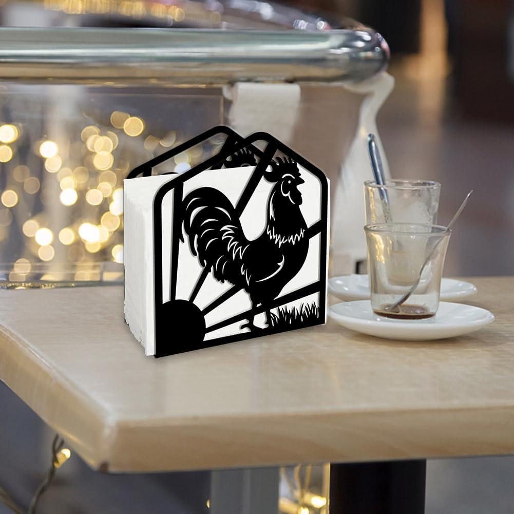 Rooster Iron Freestanding Napkin Holder for Kitchen or Restaurant