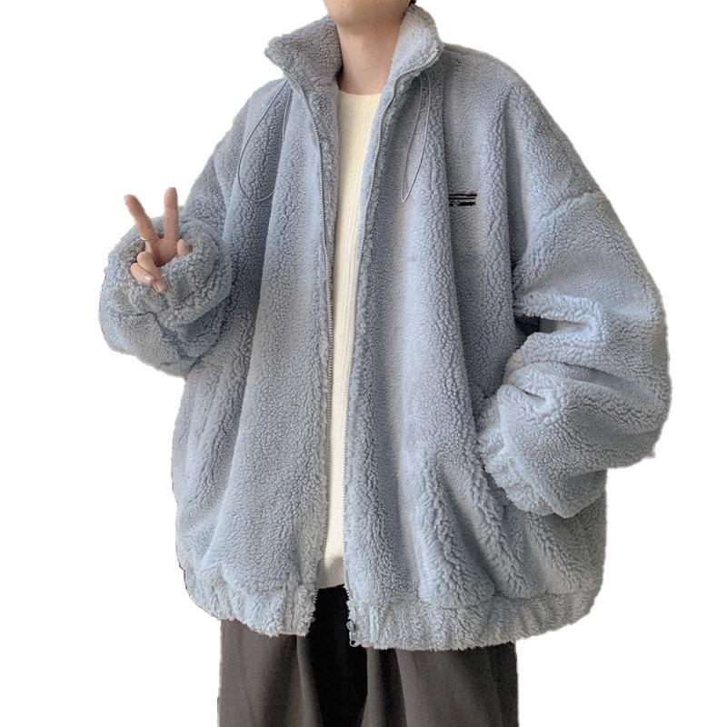 Men's Lambswool Stand Collar Cotton-Padded Jacket - Thickened and Warm for Winter