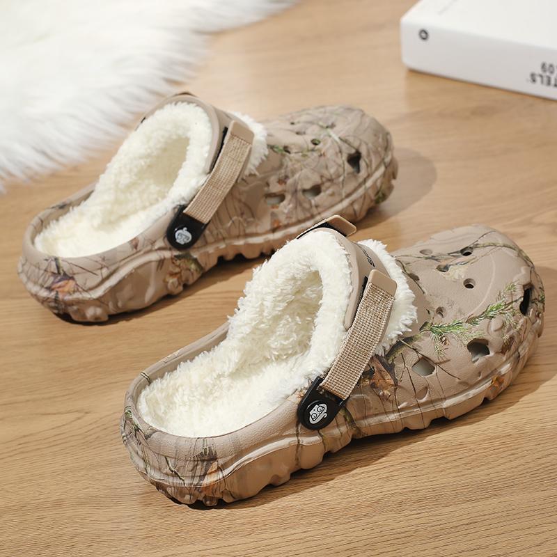 New Men Winter Slippers Indoor Comfortable Warm Slippers Summer Removable Sandals Men Casual Non Slip Plush Fur Clogs for Men