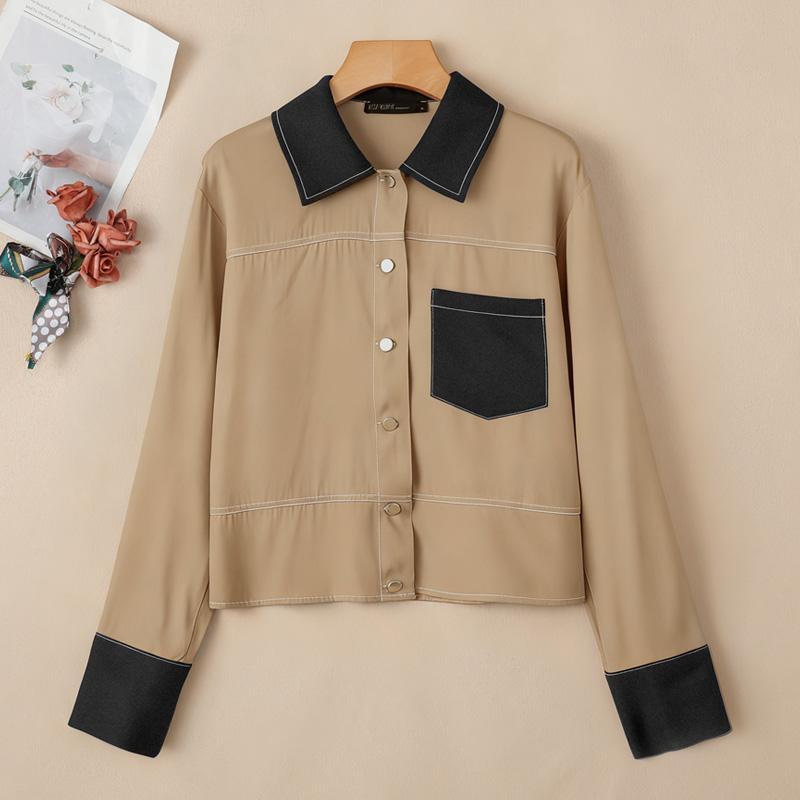

ZANZEA Women Turn Down Collar Patchwork Casual Long Sleeve Blouse 2XL