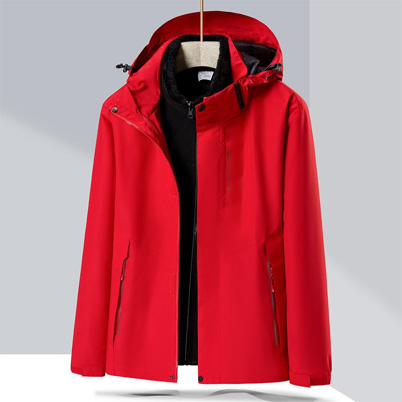 Men's Winter 4-in-1 Hardshell Men's and Women's Fleece Lining Double-sided Wear Lamb Fleece Jacket Outdoor Mountaineering Clothing