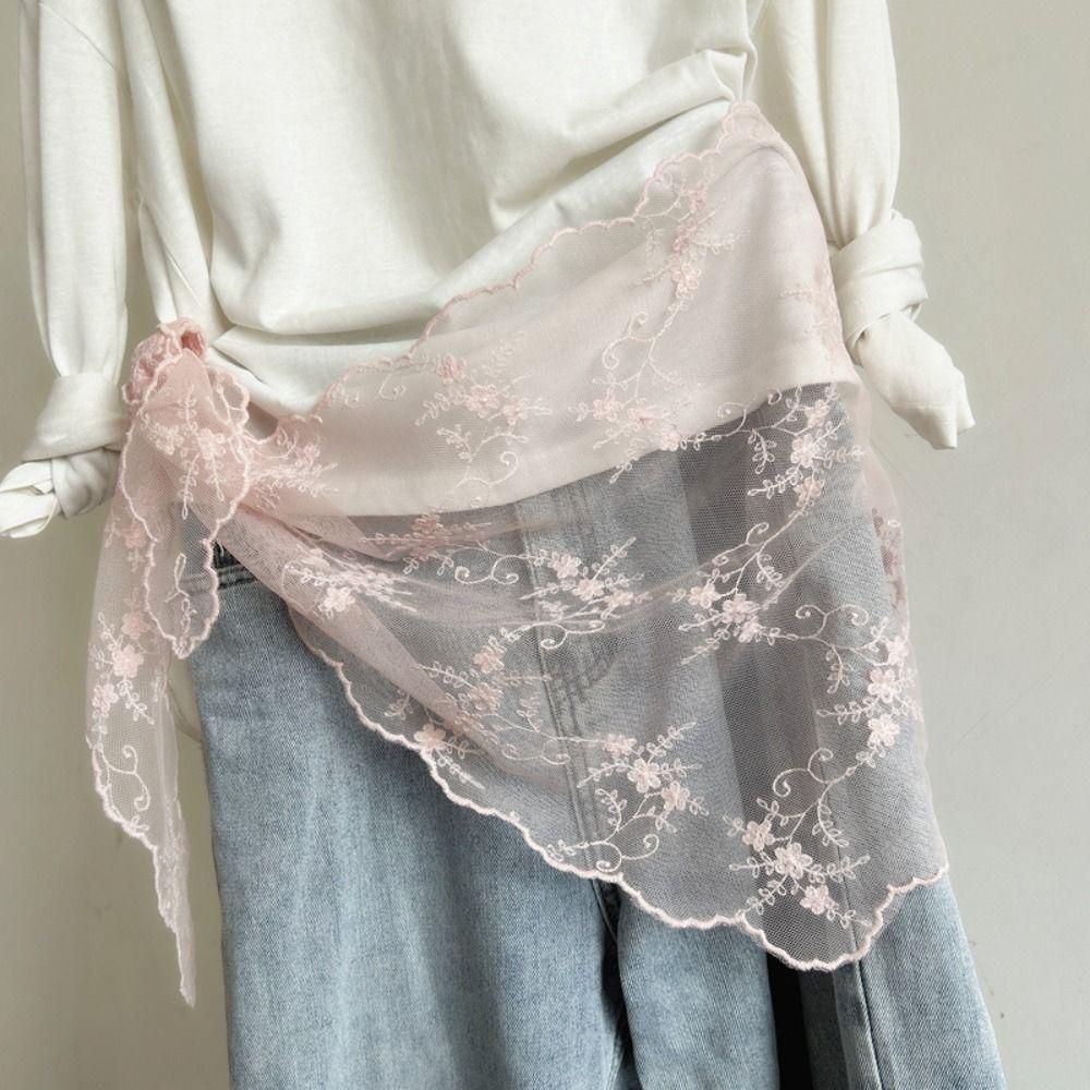 Trend Floral Embroidery Women's Lace Belt Versatile Korean Version Hem Skirt Triangle Scarf Women's Pants Waist Decorative