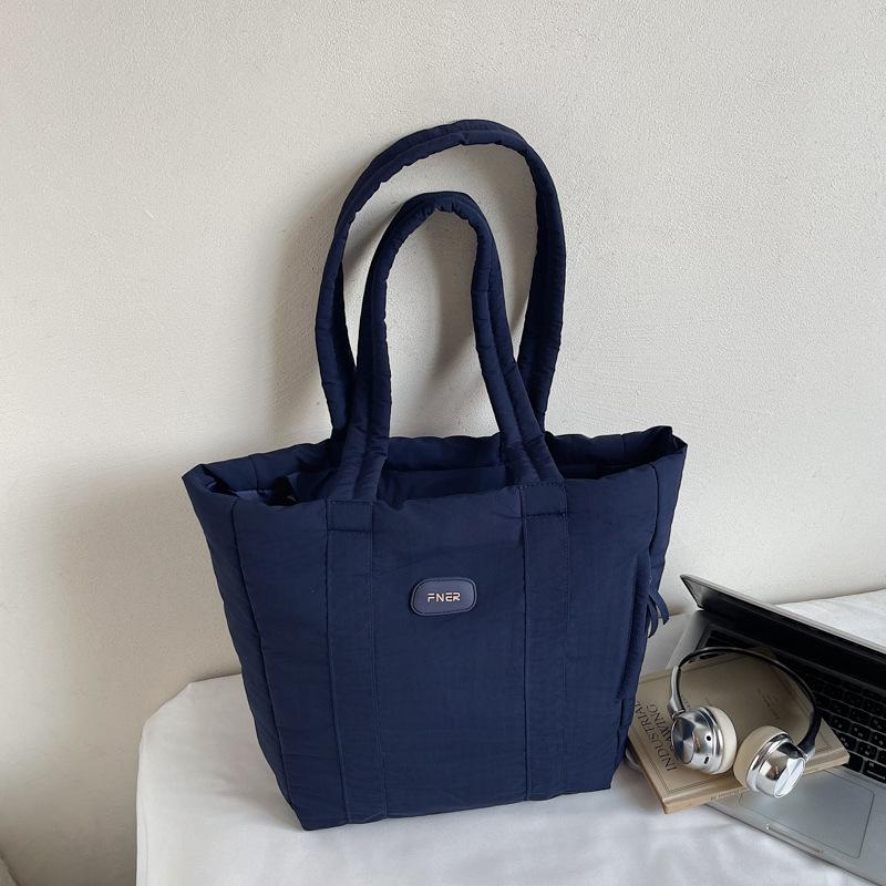 Soft waxy cloth bag Female students class shoulder bag Large capacity commuter handbag 2025 New nylon cloth tote bag