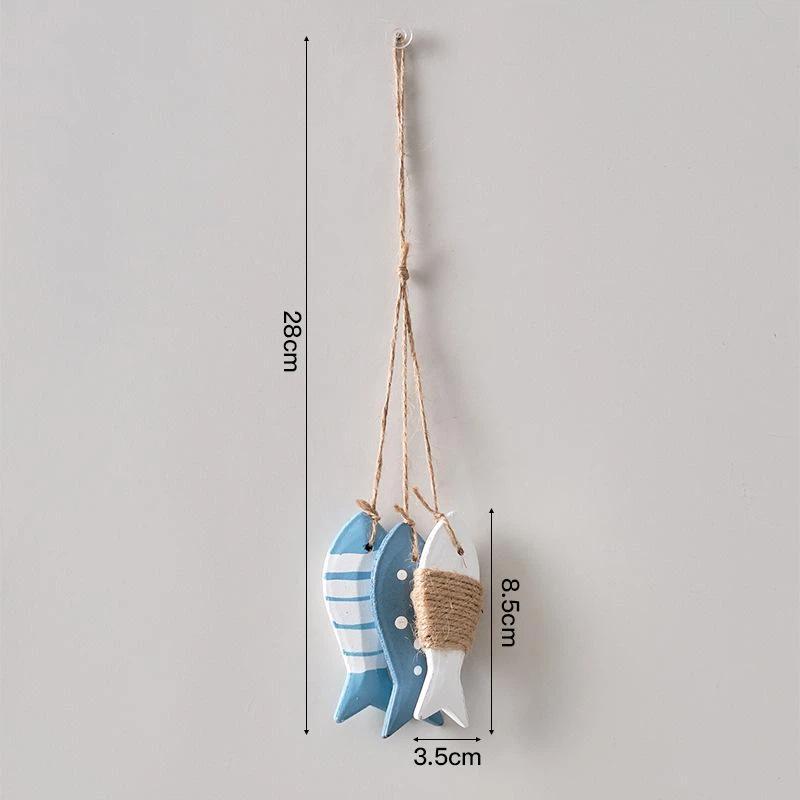 Mediterranean Style Wooden Ocean Animal With Jute Rope Wall Pendants Home Decoration For Nautical Themed Eco-Friendly Ornament
