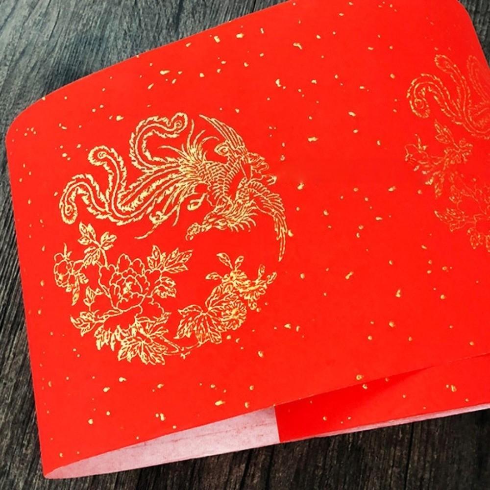 20m Blamk Wannianhong Couplet Thicken Brush Calligraphy Paper Gold-painted Couplet Paper Wedding
