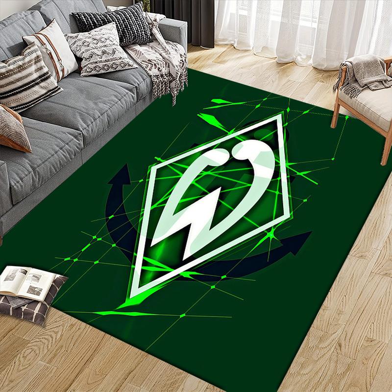 Werder Bremen Flanellmuster Quadratischer Teppich, Läufer, Teppich für Wohnzimmer Schlafzimmer Sofa Spielzimmer Dekor, Rutschfeste Fußmatte