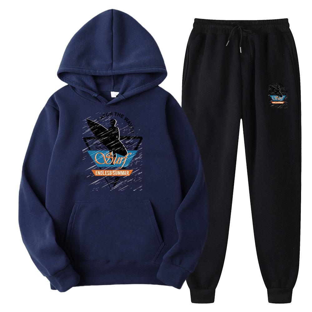 

Весенне-осенние мужские повседневные спортивные костюмы 250 г/м², толстовки и брюки, одежда оверсайз, костюмы, куртки с капюшоном XXL темно-синий