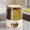 6-Grid Design Grain Storage Container Rotatable Dividers Rotating Rice Bucket  Kitchen Storage