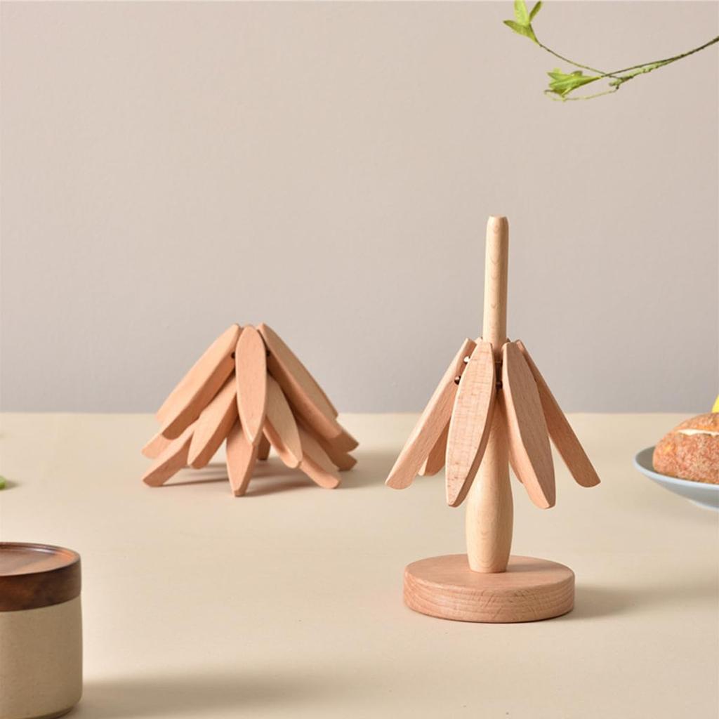 Wooden Tree Coasters 4Pcs Tree Shaped Tree Shaped Trivet Mats for Hot Dishes, Hot Pots and Pans