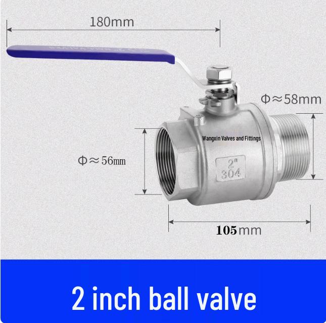 304 Stainless Steel Threaded Ball Valve - Available in 1/2, 3/4, 1, 1.5 Inch Sizes