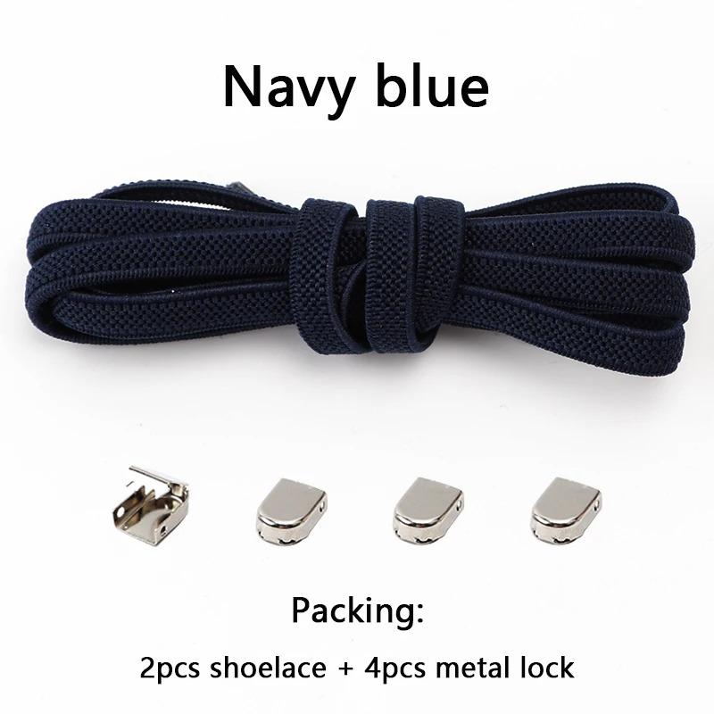 1 Pair Flat Shoe Laces For Sneakers Elastic Shoelaces Without Ties Press The Metal Lock Lazy Shoes Lace Rubber Band Accessories