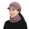 Winter Hat Female Middle-Aged And Elderly Rabbit Fur Piled Thick Mother Warm Ear Protection Knitted Beret Octagonal Hat
