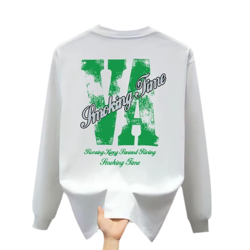 Heavy High-End Trendy Brand Pure Cotton T-Shirt Men'S Bottoming Shirt Long-Sleeved Trendy Autumn And Winter Men'S And Women'S Crew Neck Sweater