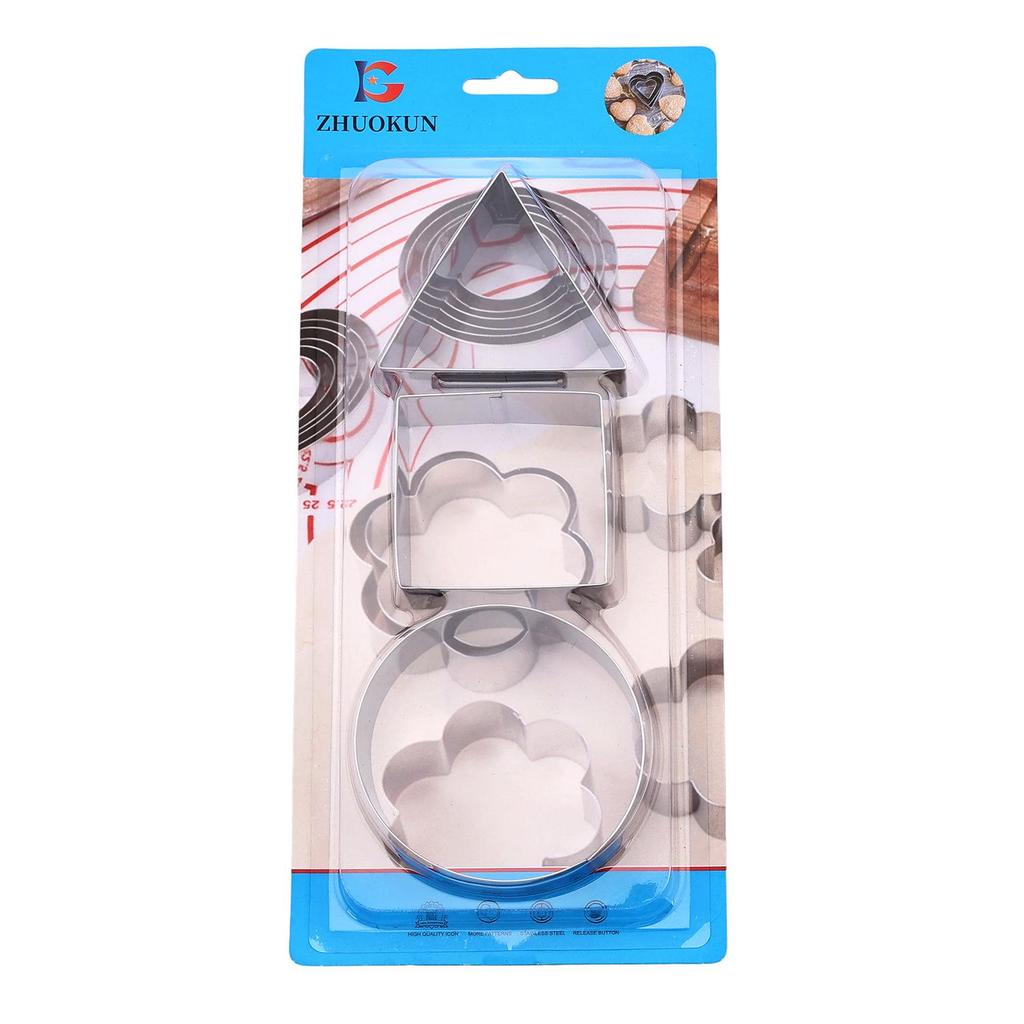 Stainless Steel Cookie & Fruit Cutter Set - Pentagram, Four-Pointed Star, Heart, Square, Rectangle Shapes